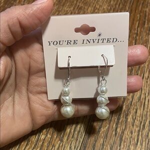 Elegant Silver and White Pearl Drop Earrings